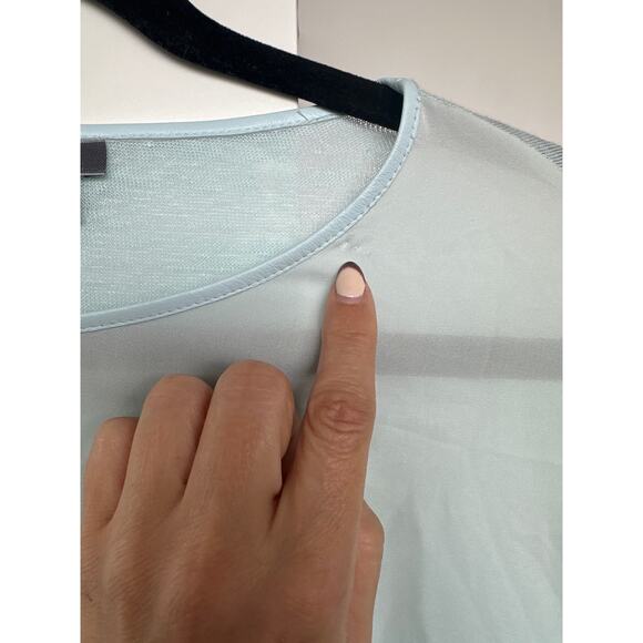 Vince Women's Linen & Silk with Leather Trim Light Blue Casual Shirt, Size XS - Picture 4 of 14